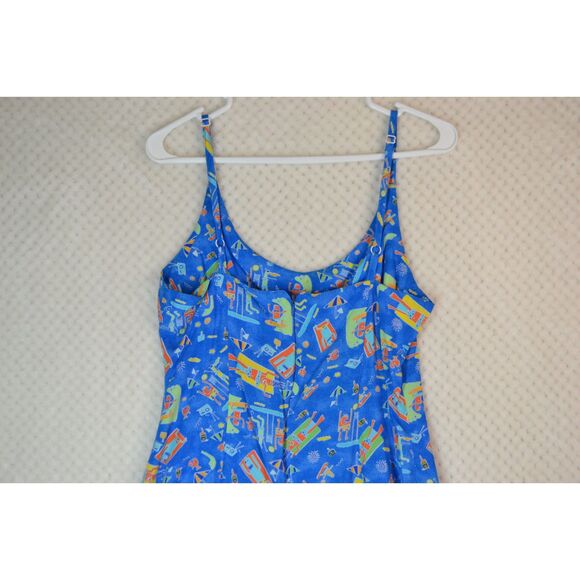Big Hed Designs Women's Medium Blue Spaghetti Strap Knee Length Dress - Picture 6 of 12